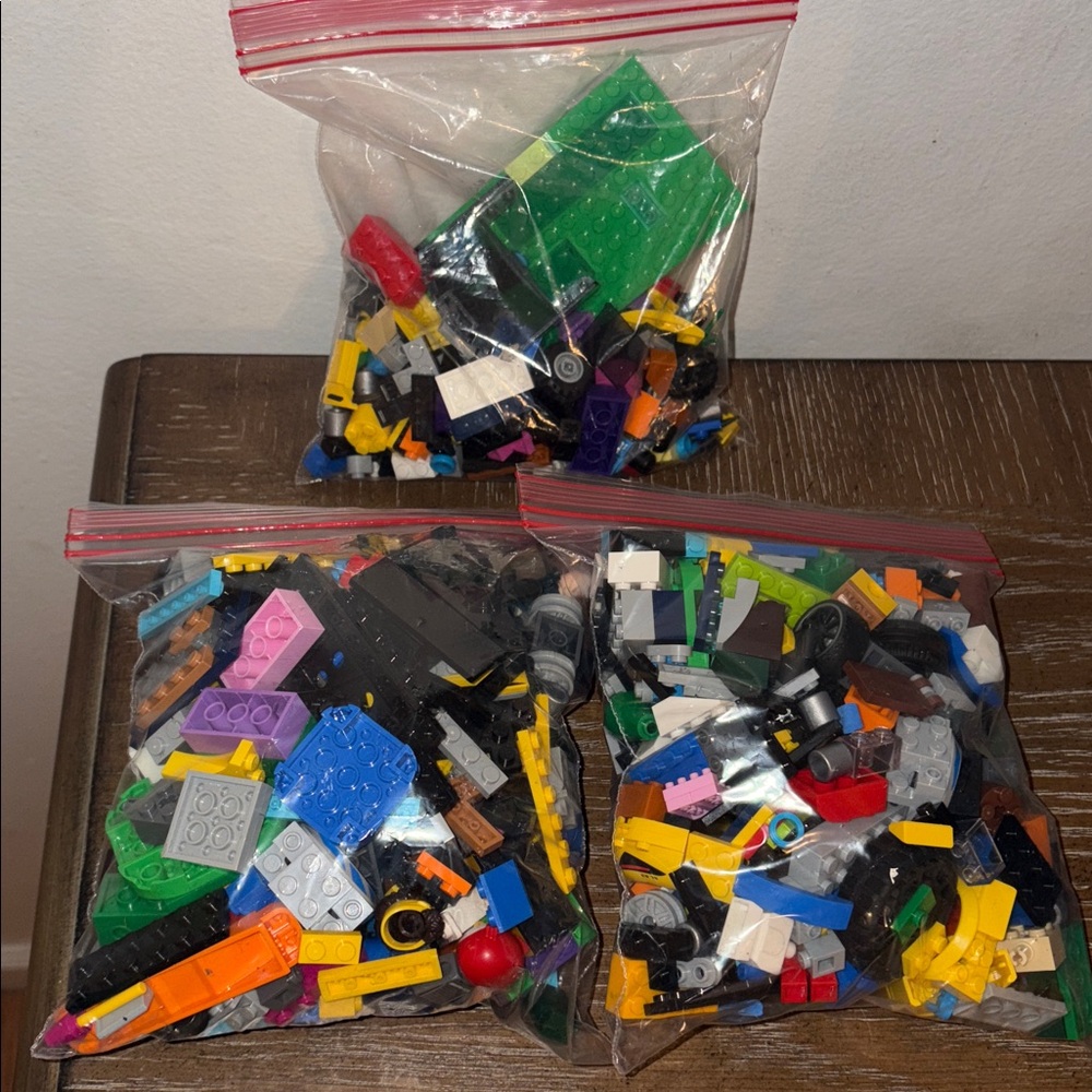 3 Quart size bags of random LEGO Bricks in Various Colors
